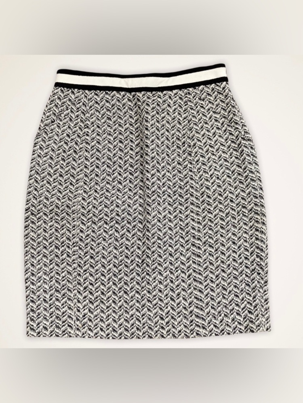 Milly of New York Herringbone Pencil Skirt Women’s Size 6 Wool Blend Black White